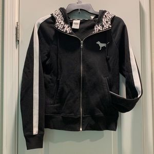 PINK VICTORIA’S SECRET SIZE XS ZIPPERED HOODED JACKET
